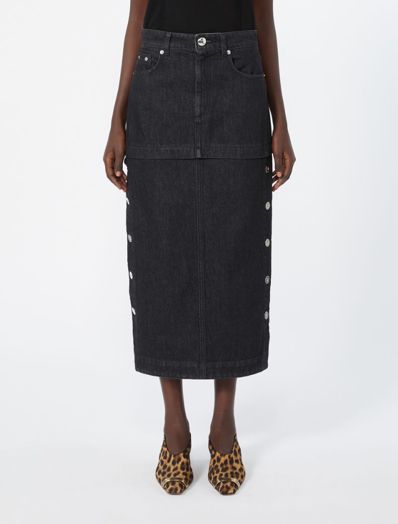 Straight-fit denim skirt - BLACK - Sportmax - 2