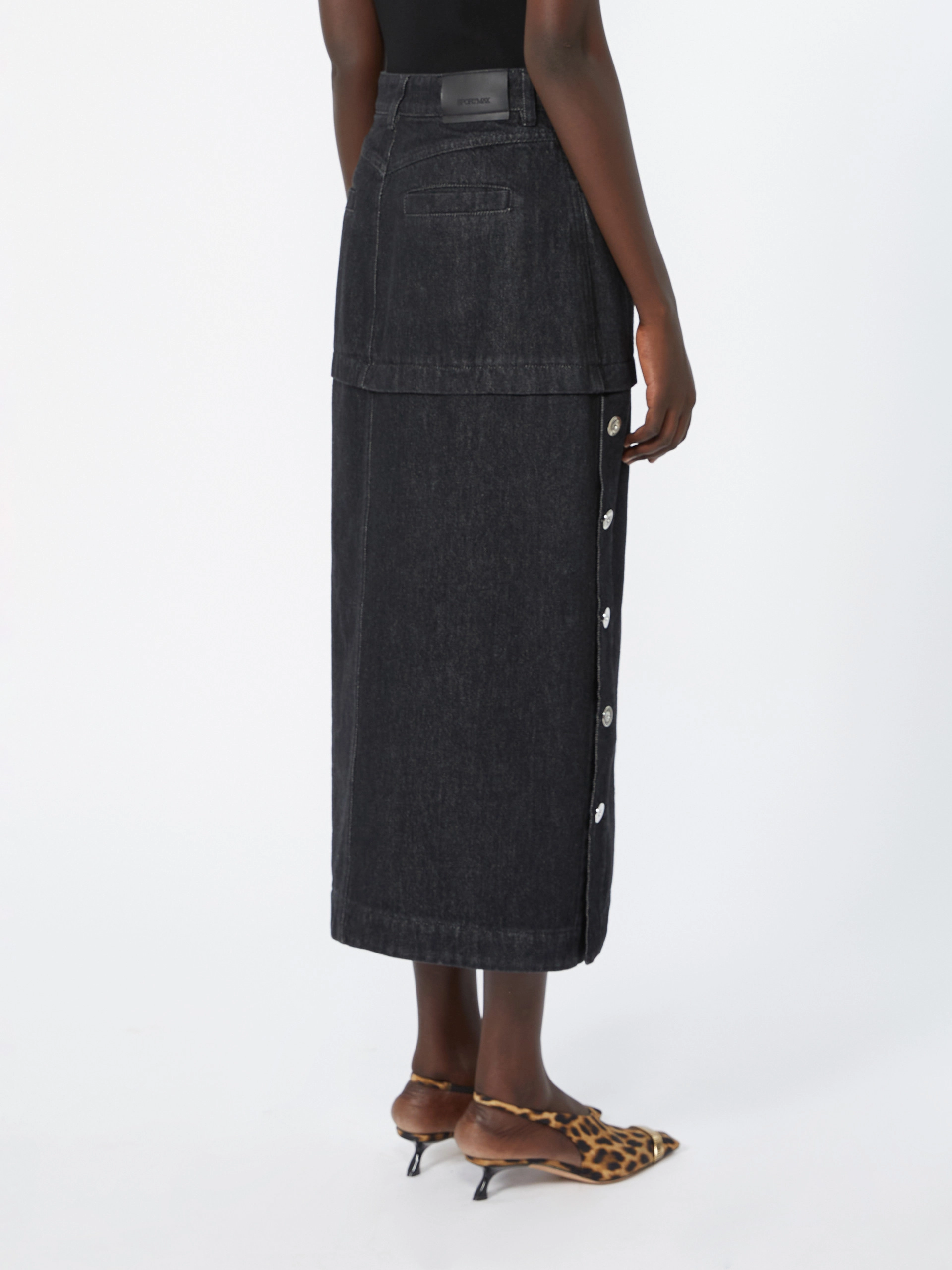 Straight-fit denim skirt - BLACK - Sportmax - 3