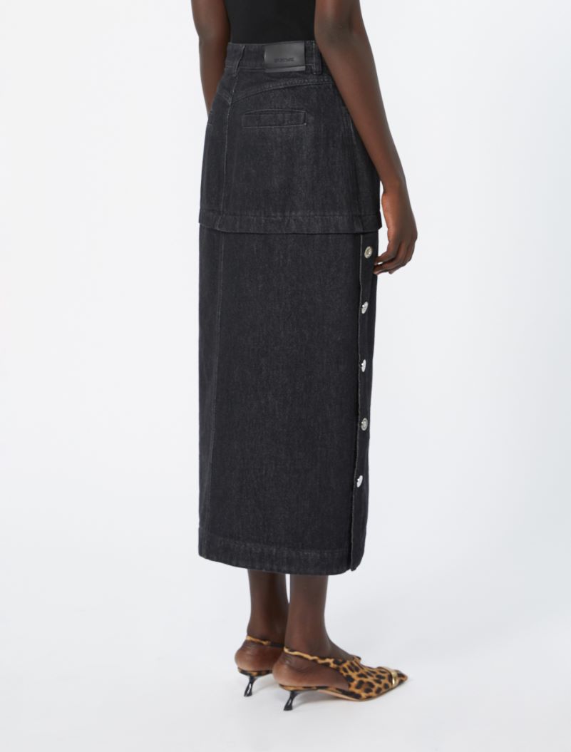 Straight-fit denim skirt - BLACK - Sportmax - 3