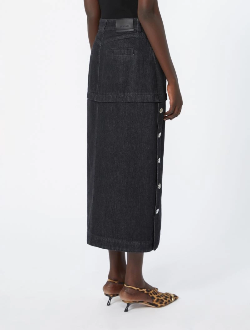 Straight-fit denim skirt - BLACK - Sportmax - 3
