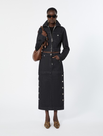 Straight-fit denim skirt - BLACK - Sportmax