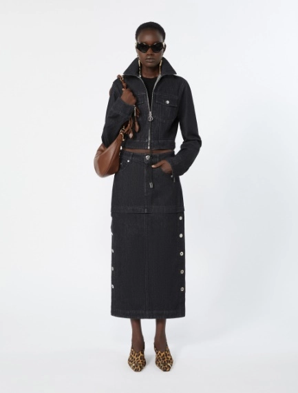 Straight-fit denim skirt - BLACK - Sportmax