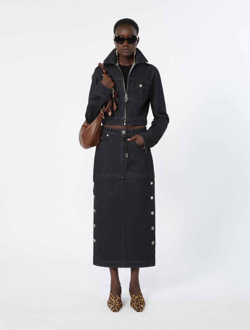 Straight-fit denim skirt - BLACK - Sportmax
