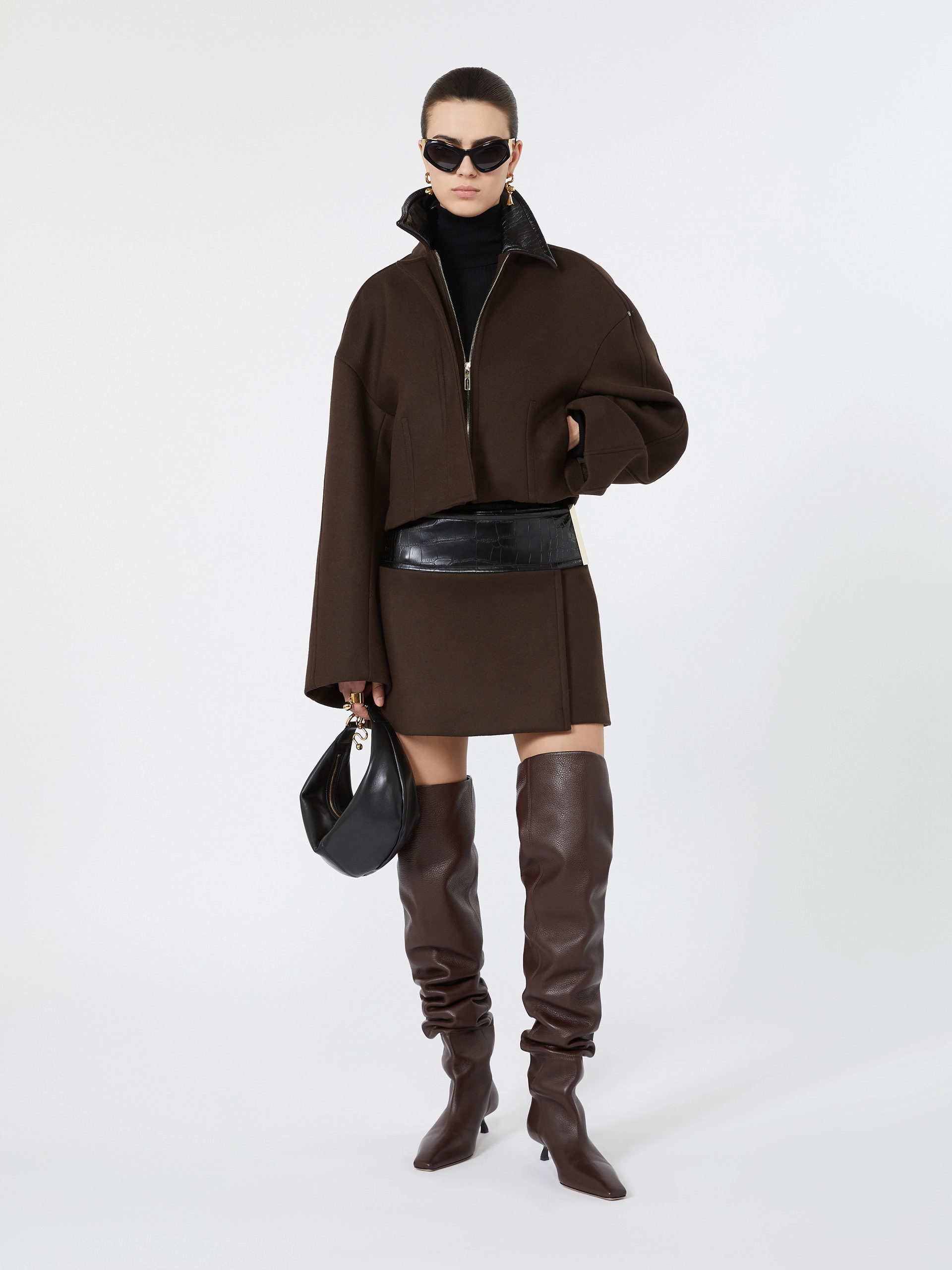 Pure wool mini skirt - CHOCOLATE - Sportmax