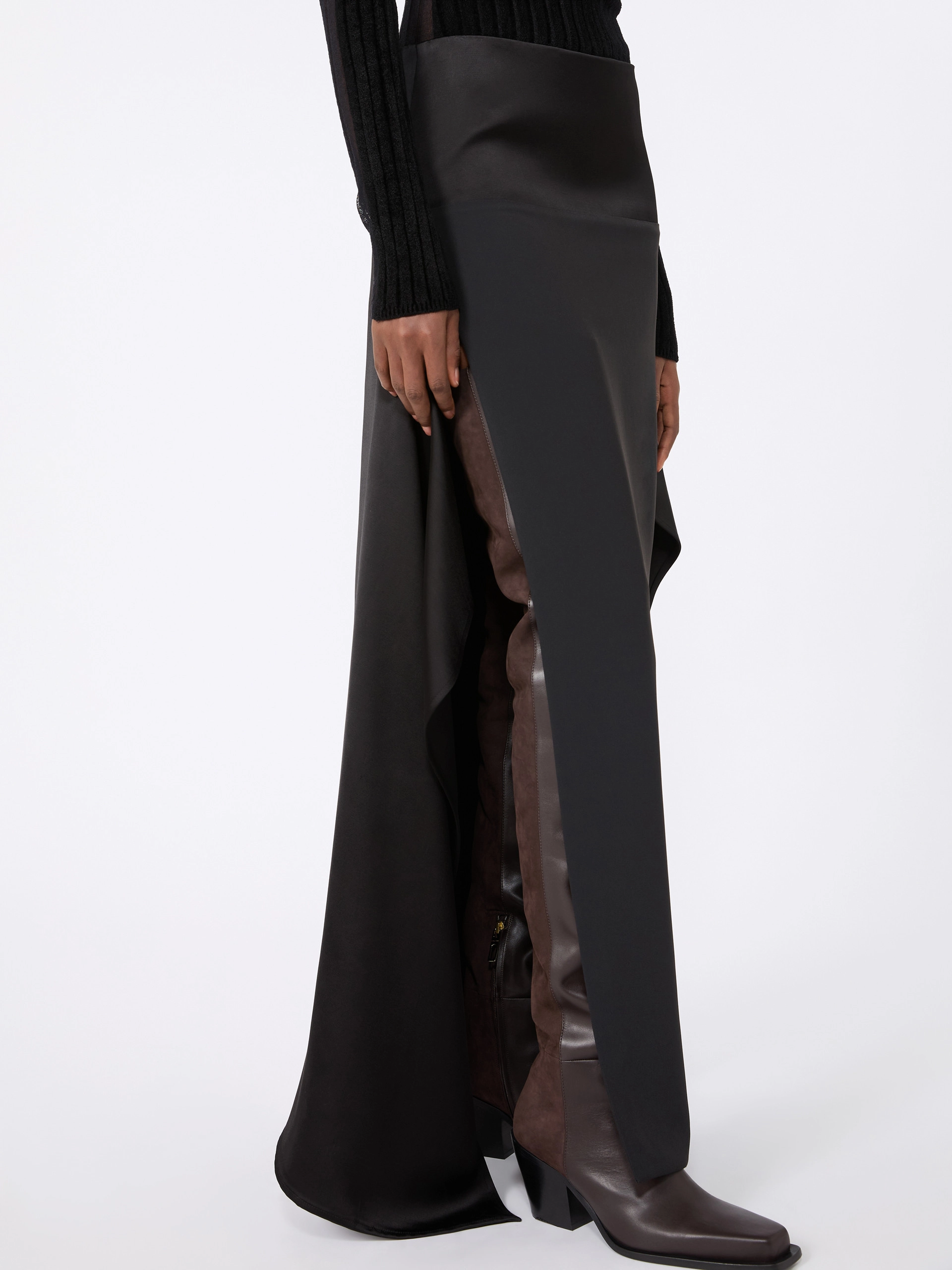 Long cady and heavy twill skirt - BLACK - Sportmax - 4