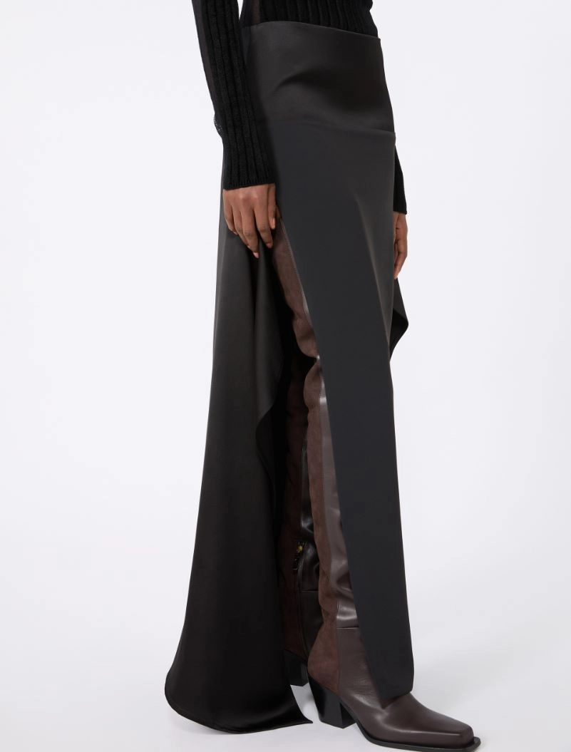 Long cady and heavy twill skirt - BLACK - Sportmax - 4