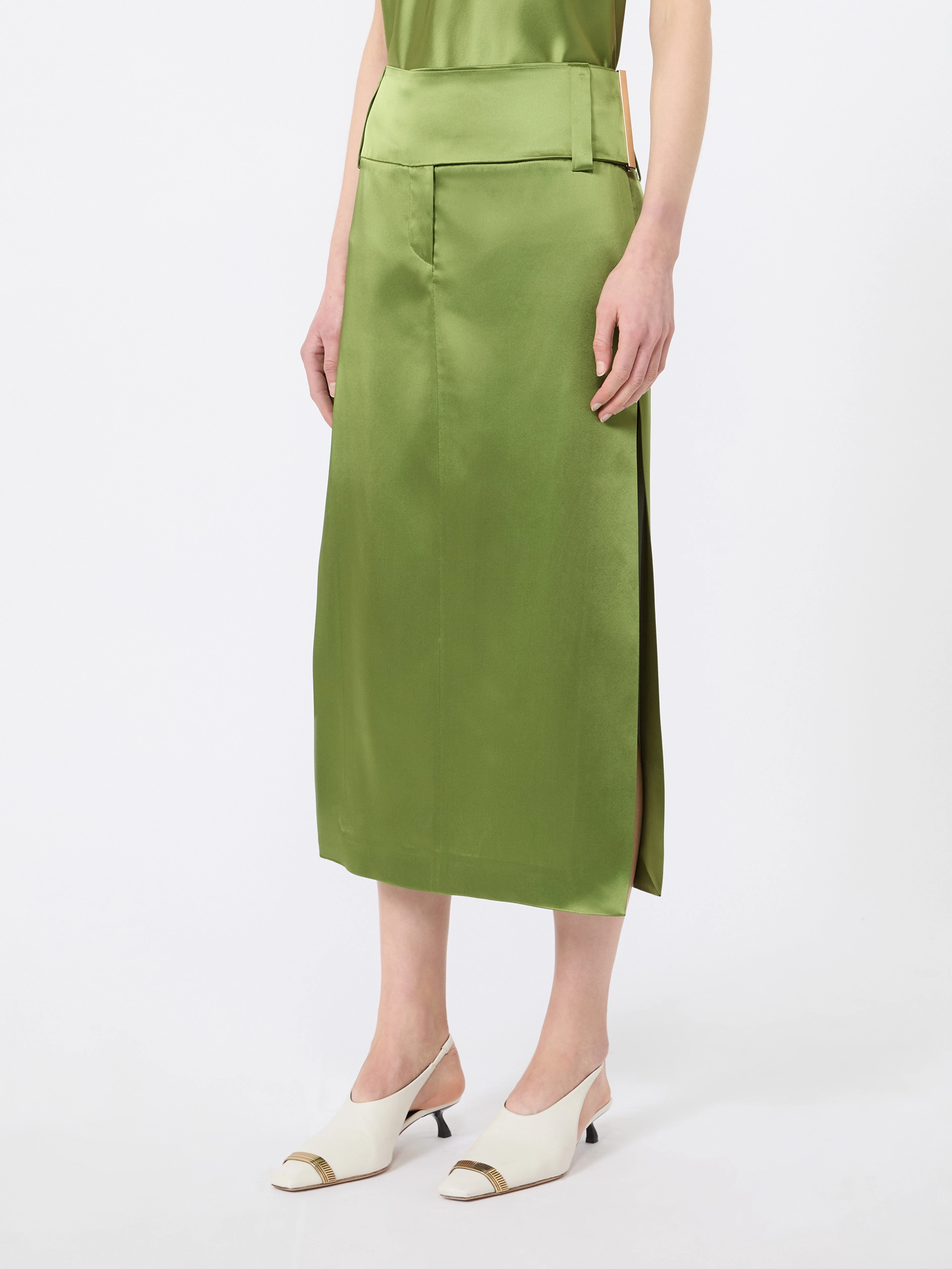 Straight-fit long satin skirt - PASTEL GREEN - Sportmax - 2