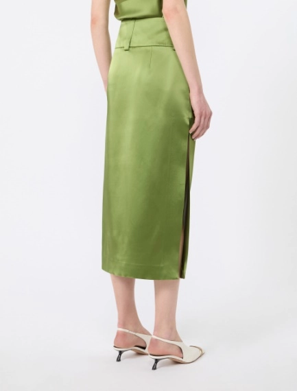 Straight-fit long satin skirt - PASTEL GREEN - Sportmax - 3
