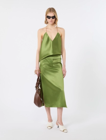 Straight-fit long satin skirt - Sportmax