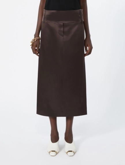 Straight-fit long satin skirt - CHOCOLATE - Sportmax - 2