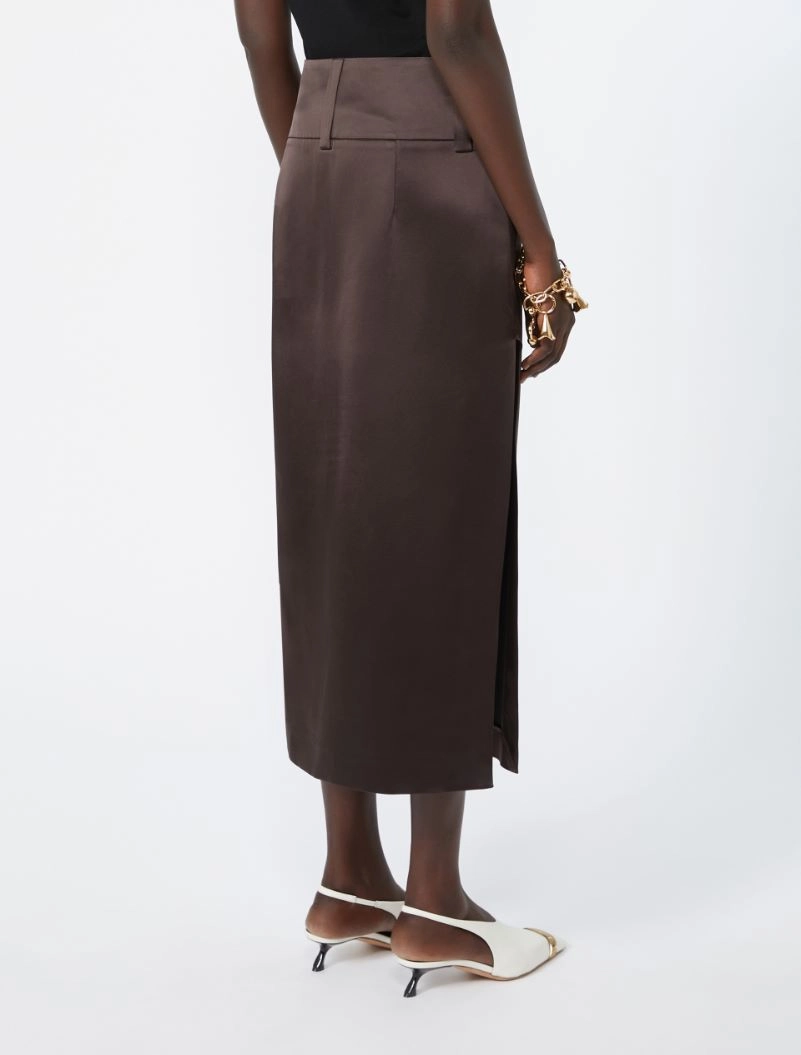 Straight-fit long satin skirt - CHOCOLATE - Sportmax - 3