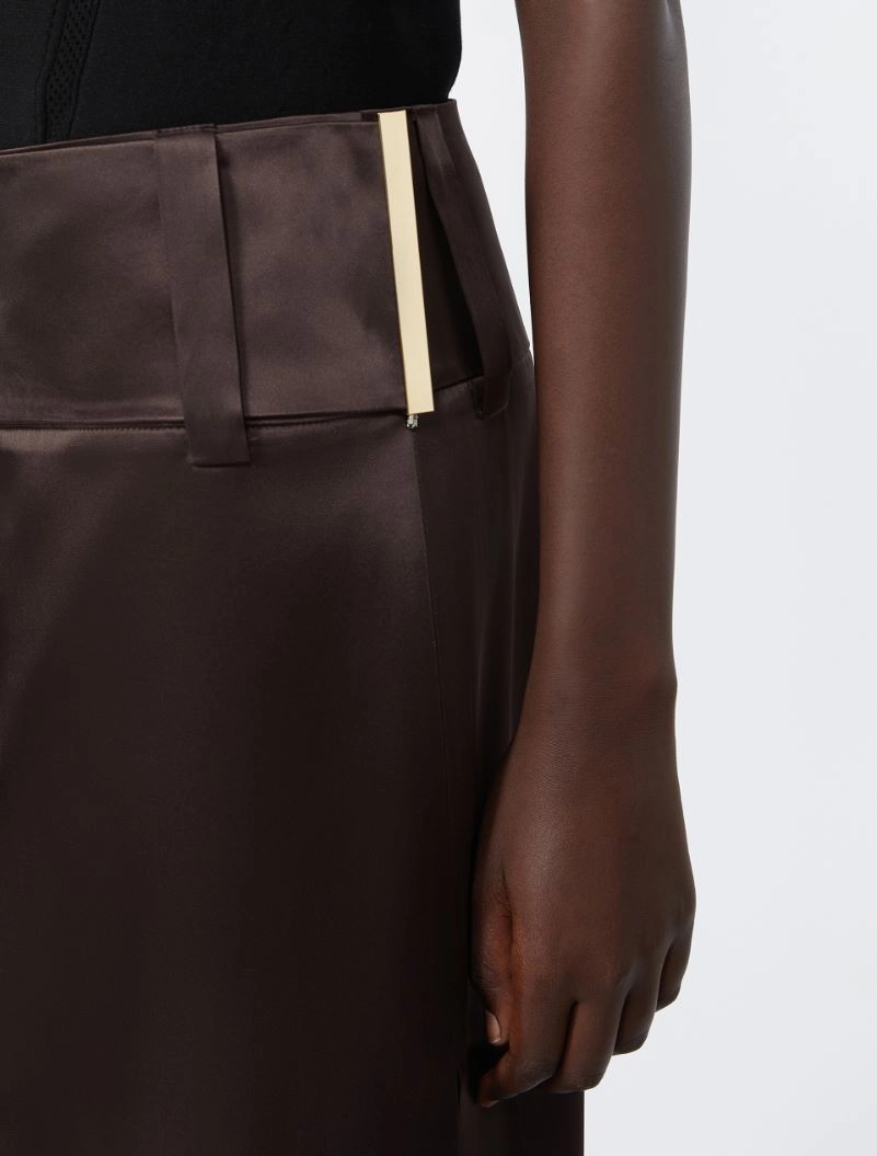 Straight-fit long satin skirt - CHOCOLATE - Sportmax - 4