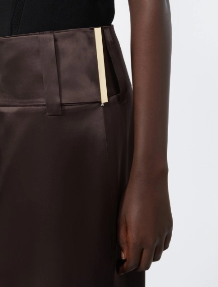Straight-fit long satin skirt - CHOCOLATE - Sportmax - 4