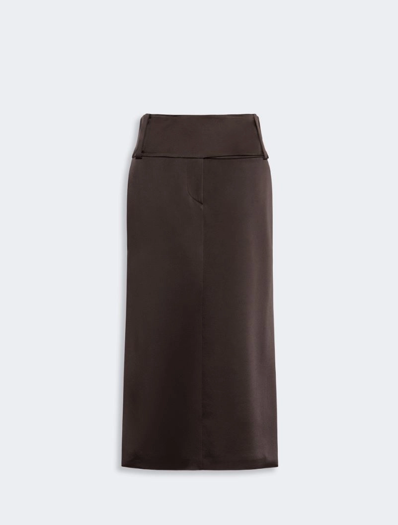 Straight-fit long satin skirt - CHOCOLATE - Sportmax - 5