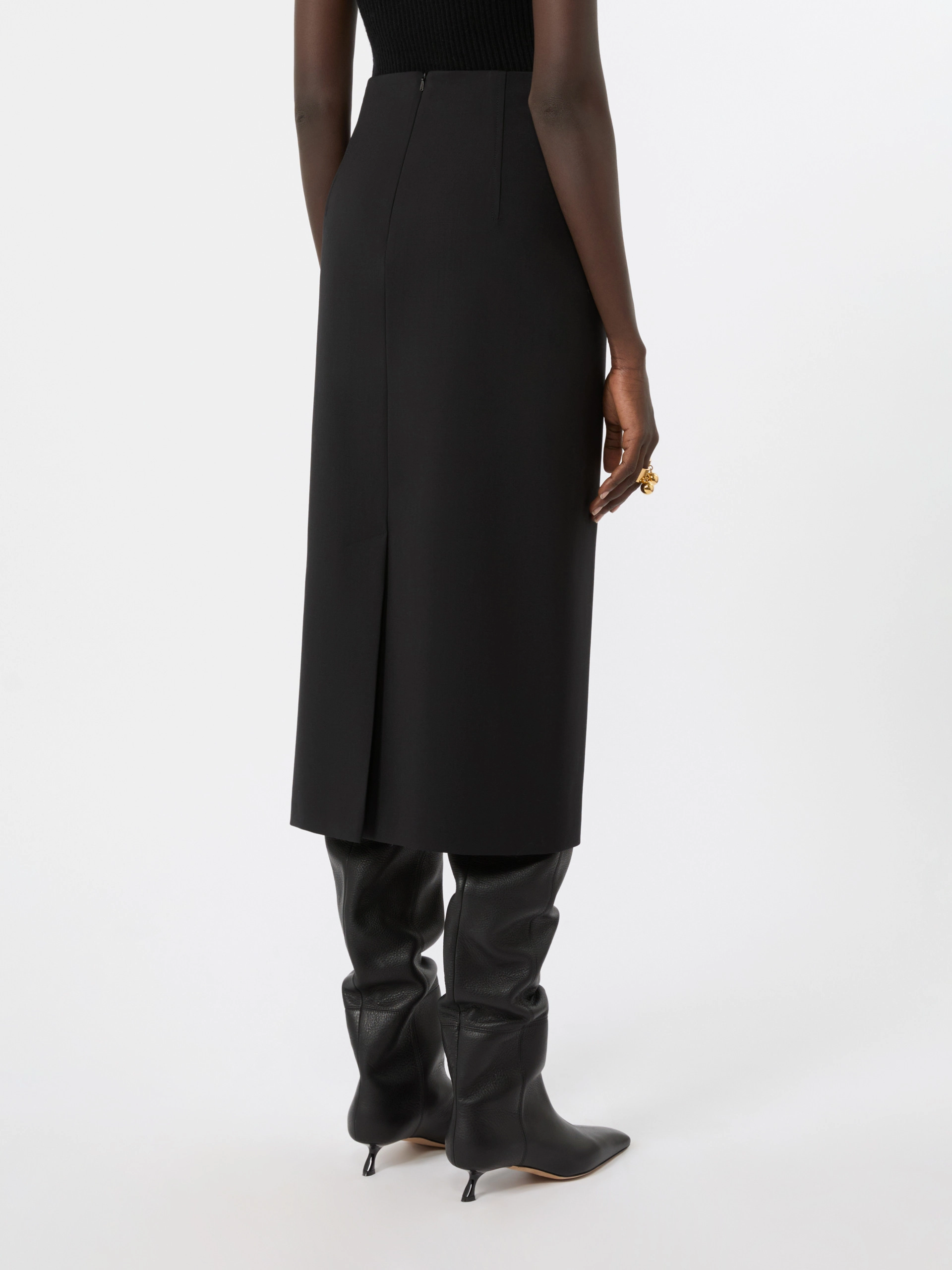 Slim stretch wool skirt - BLACK - Sportmax - 3