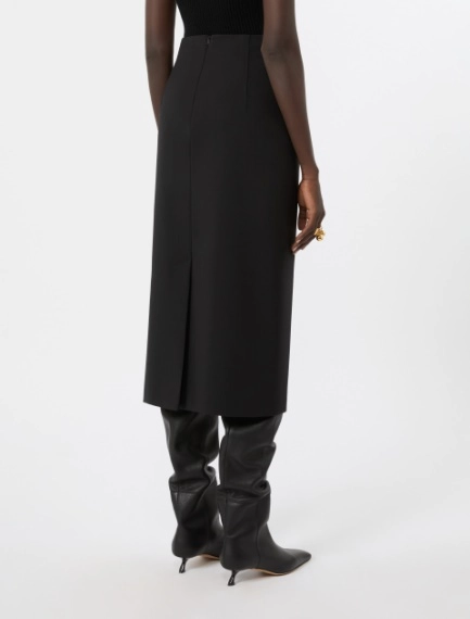 Slim stretch wool skirt - BLACK - Sportmax - 3