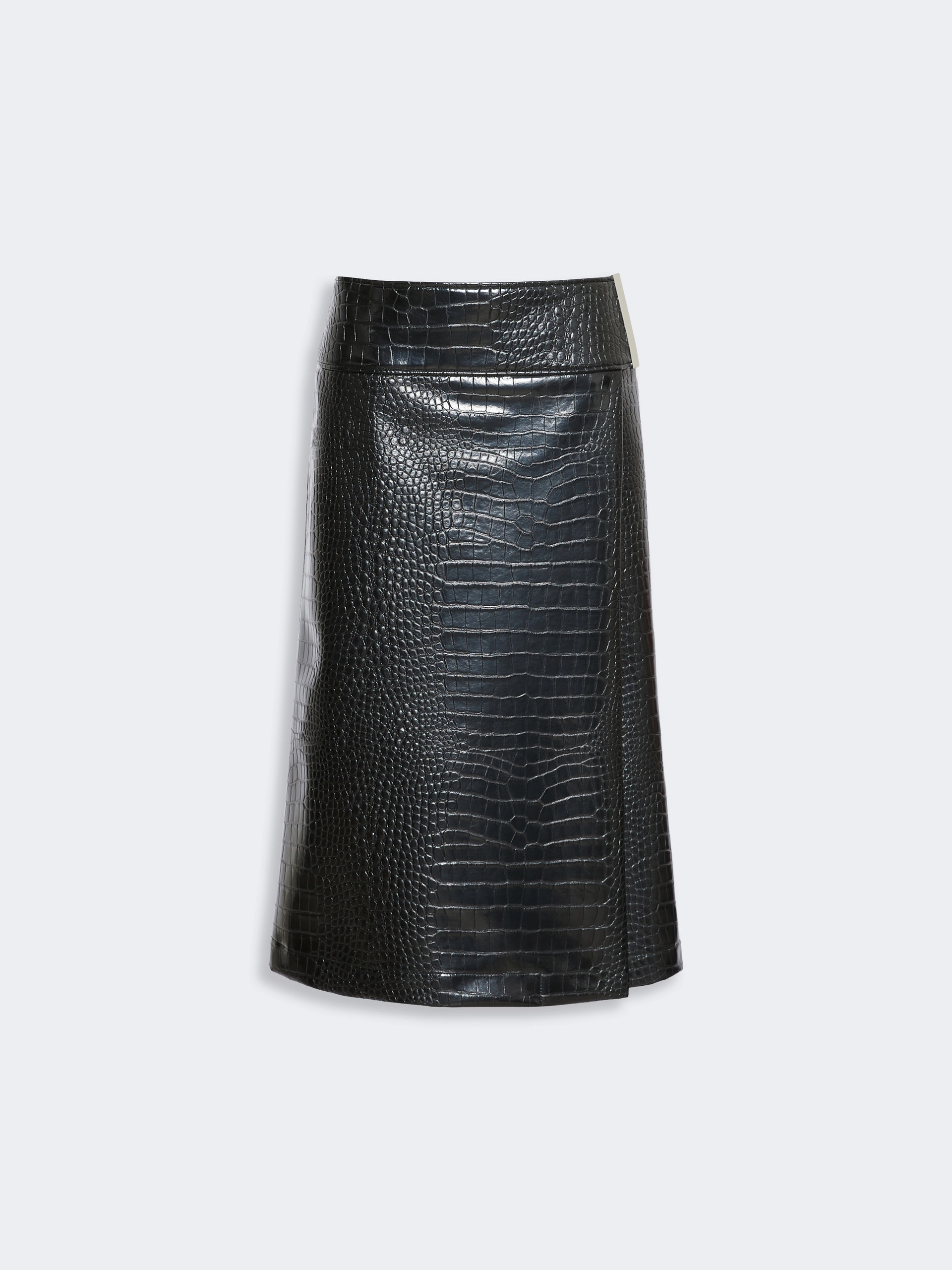 Calf-length skirt in crocodile-print patent leather - BLACK - Sportmax - 5