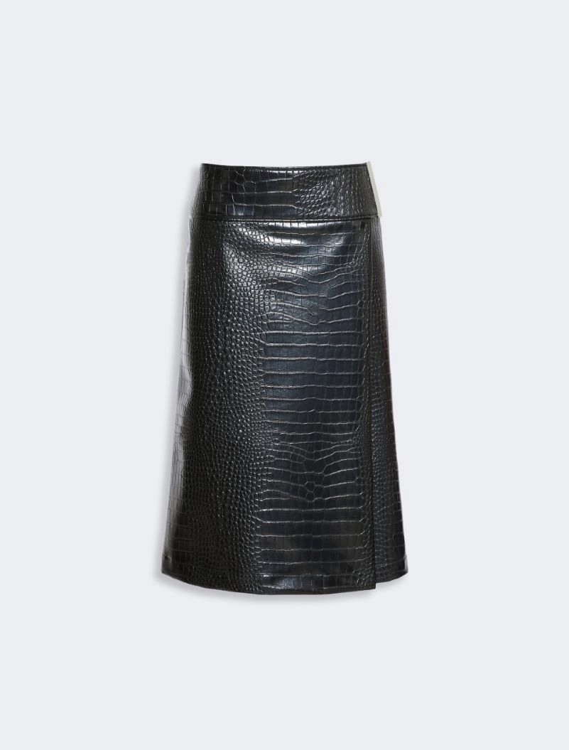 Calf-length skirt in crocodile-print patent leather - BLACK - Sportmax - 5