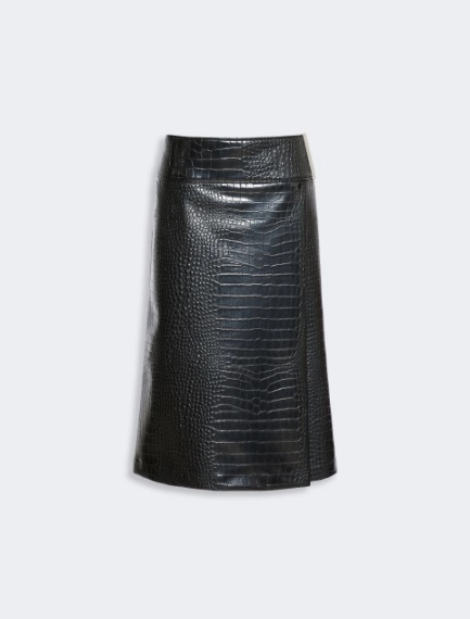 Calf-length skirt in crocodile-print patent leather - Sportmax