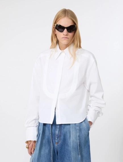 Cotton poplin boxy shirt - OPTICAL WHITE - Sportmax