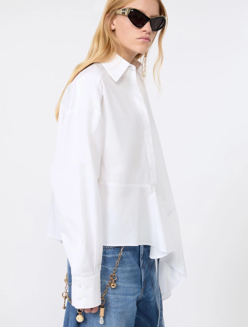 Camicia asimmetrica in popeline - BIANCO OTTICO - Sportmax - 4