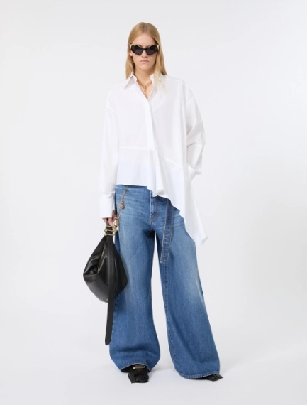 Camicia asimmetrica in popeline - BIANCO OTTICO - Sportmax - 1