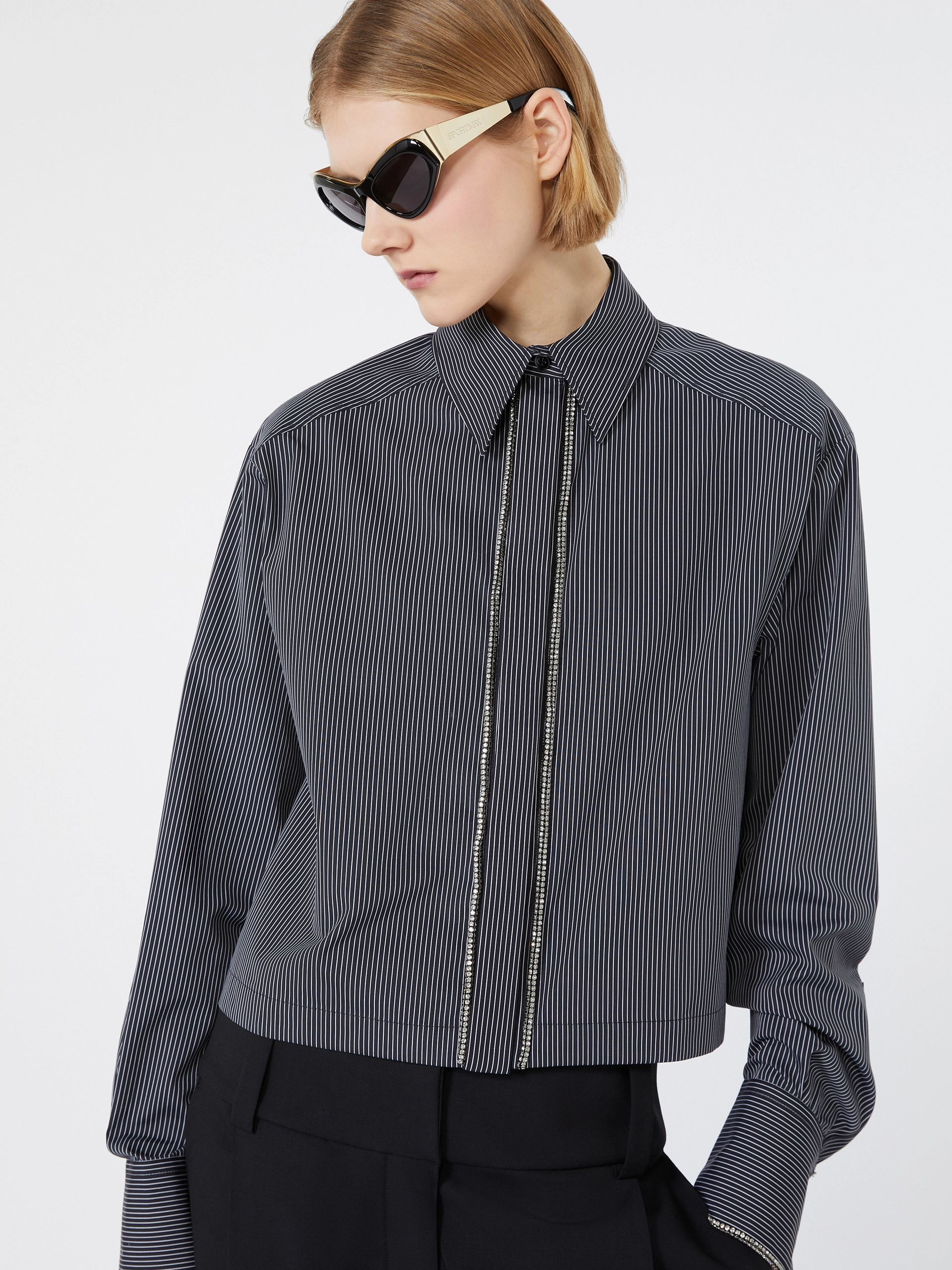Cotton boxy shirt - BLACK - Sportmax - 4