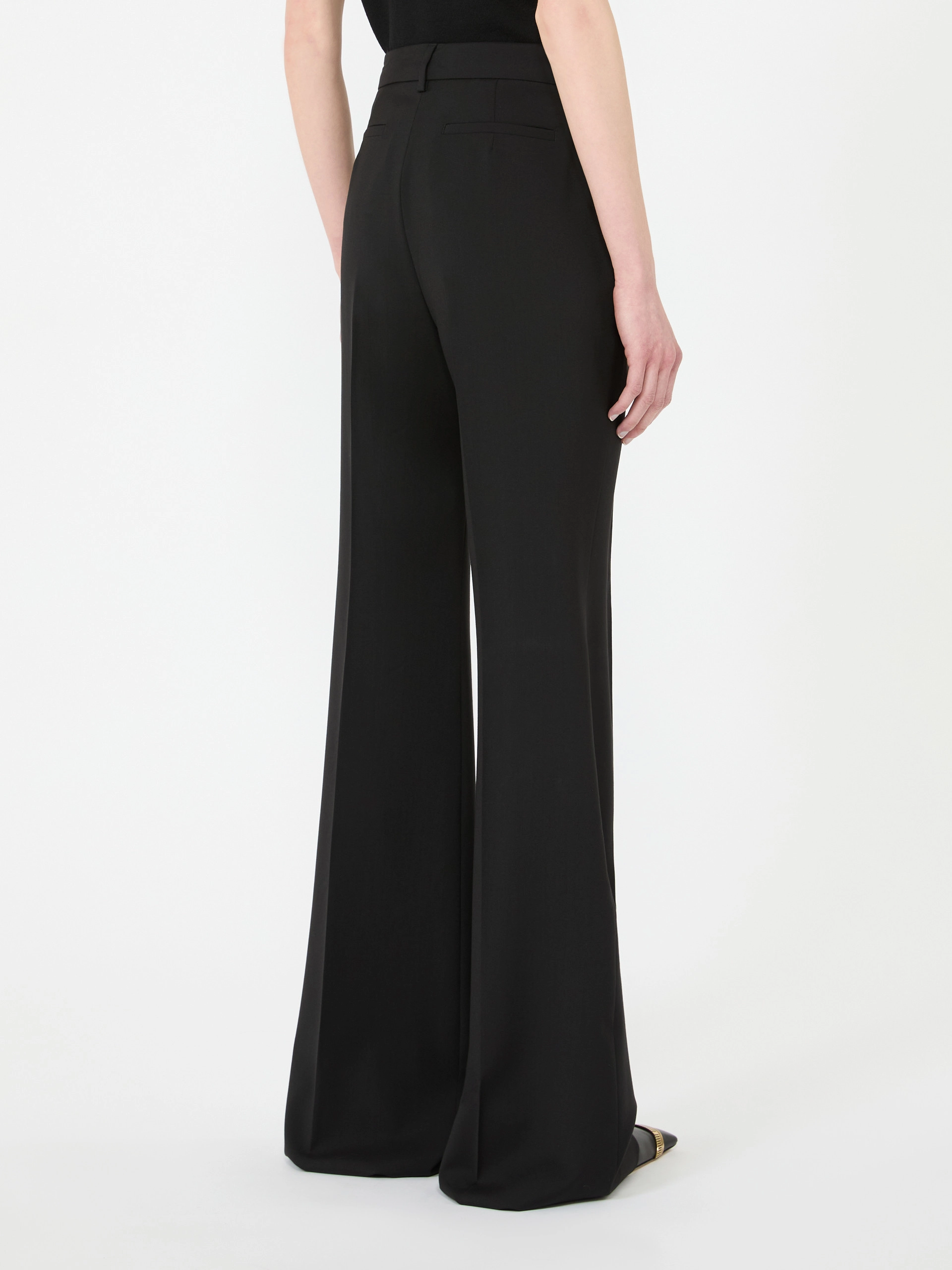 Pantalon évasé en pure laine naturelle stretch - NOIR - Sportmax - 3