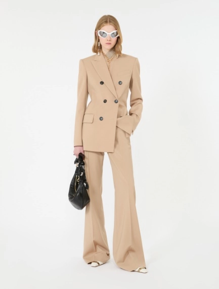 Natural stretch pure wool flared trousers - BEIGE SHADED - Sportmax - 1