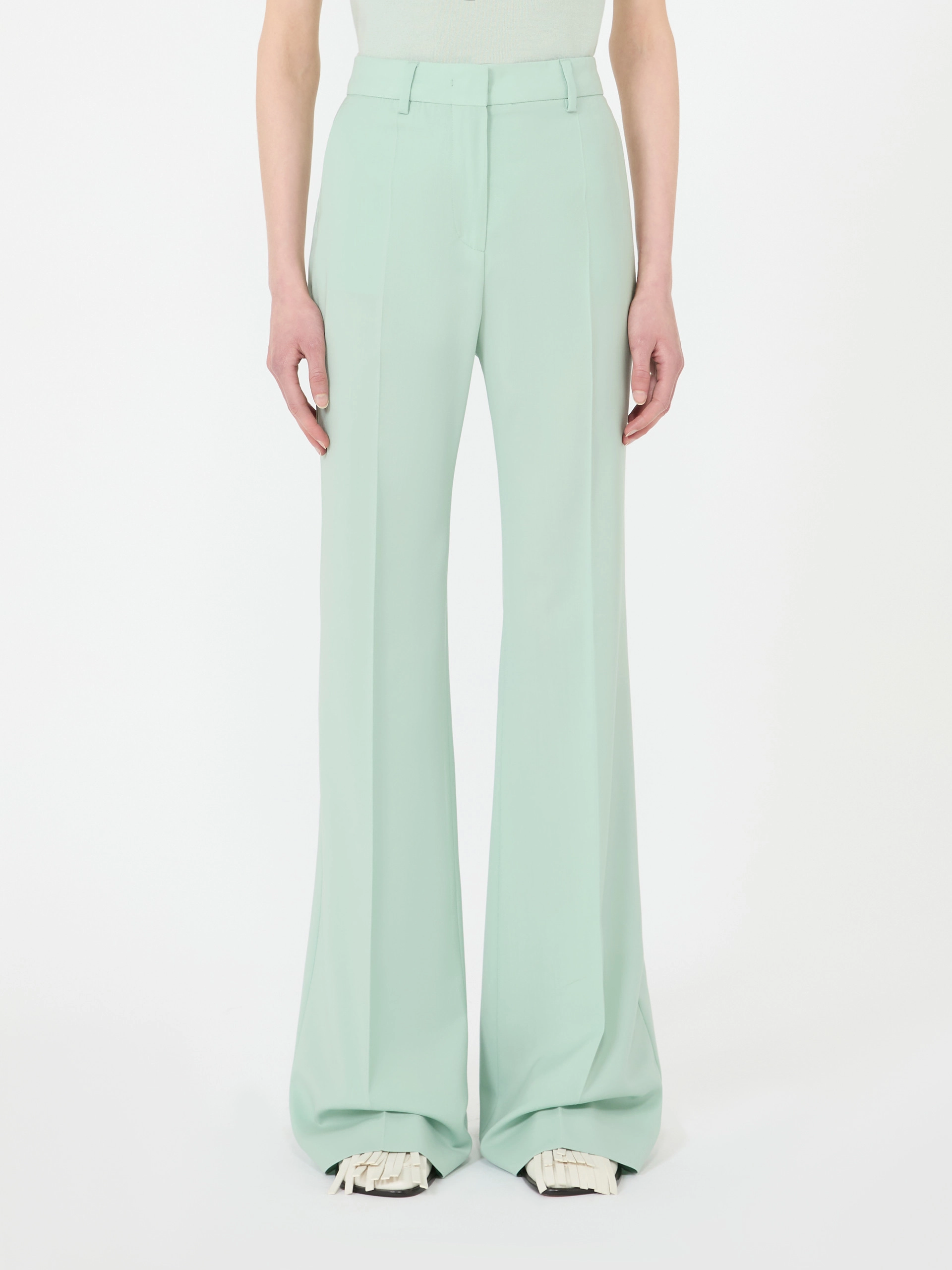 Natural stretch pure wool flared trousers - PASTEL GREEN - Sportmax - 2