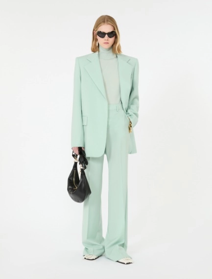 Natural stretch pure wool flared trousers - PASTEL GREEN - Sportmax - 1