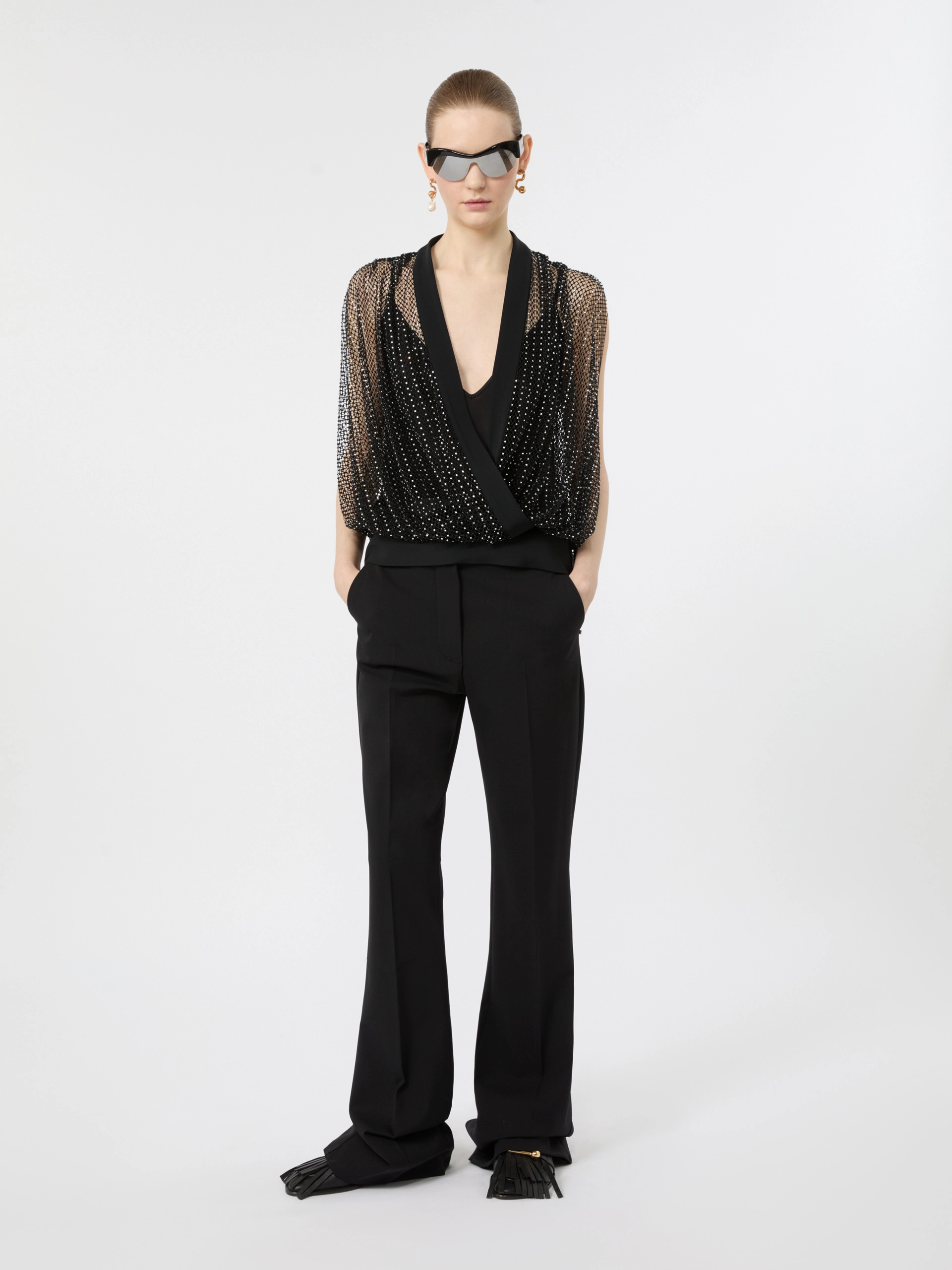 Flared stretch wool trousers - BLACK - Sportmax