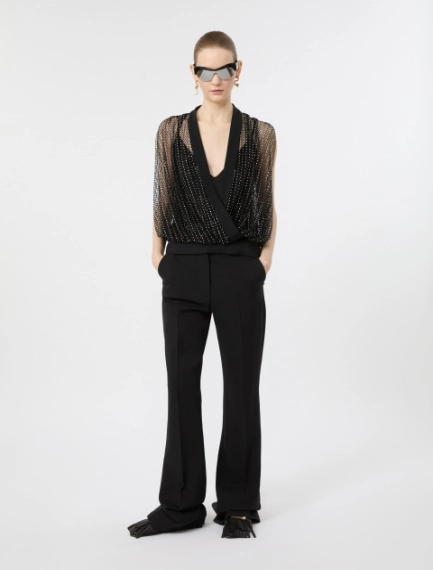 Flared stretch wool trousers - BLACK - Sportmax - 1