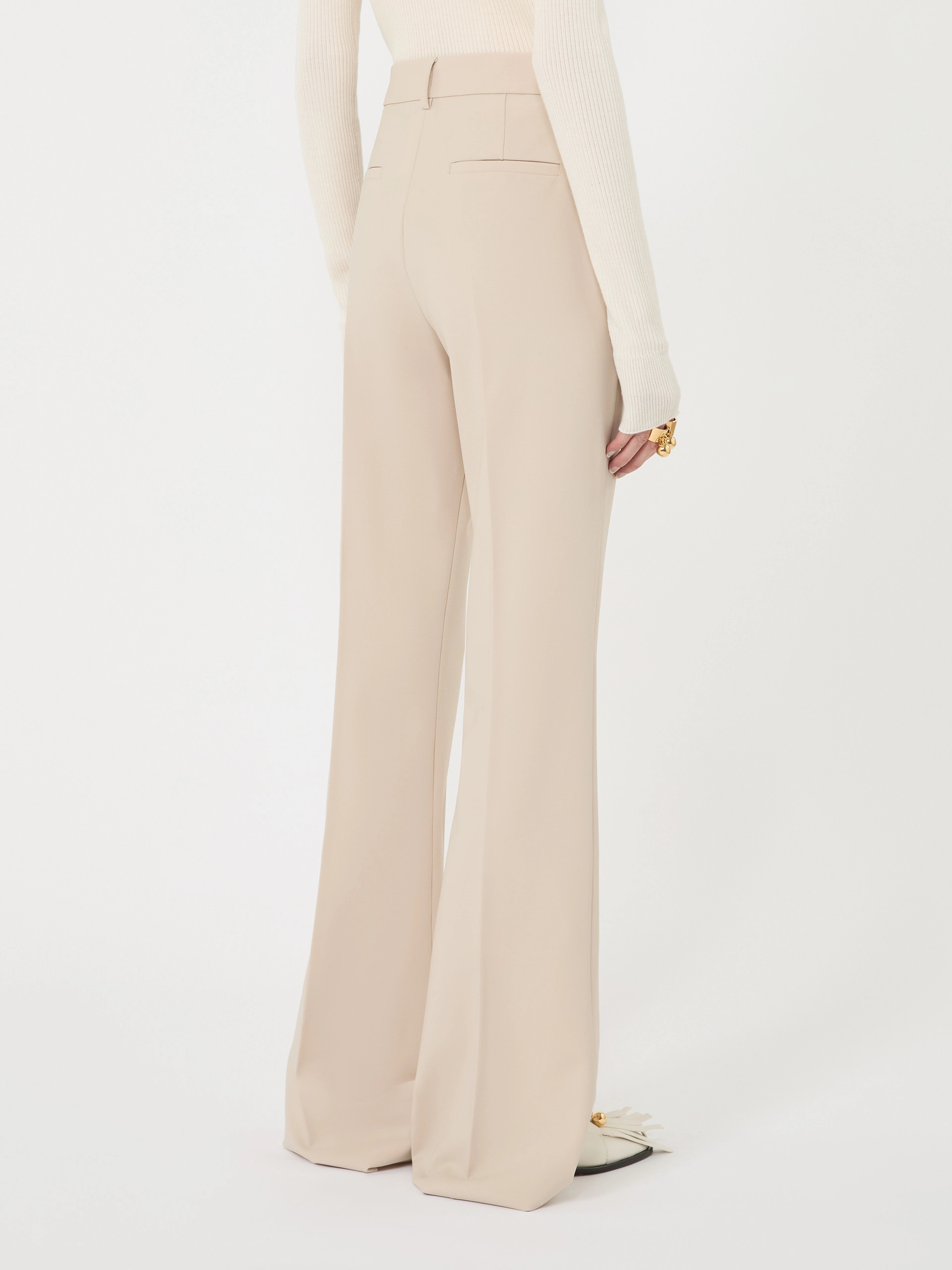 Flared stretch wool trousers - BEIGE - Sportmax - 3