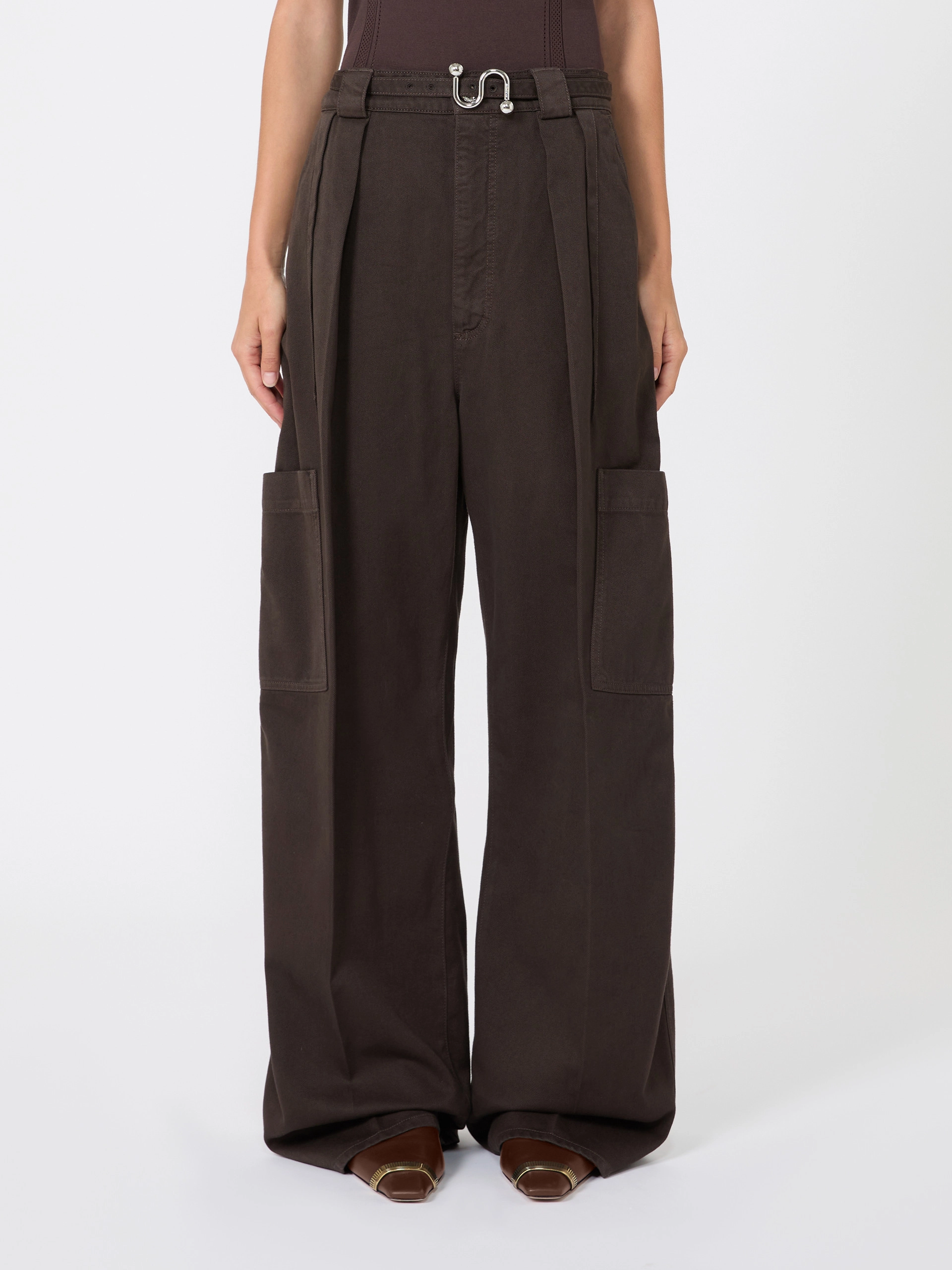 Oversized cotton cargo trousers - CHOCOLATE - Sportmax - 2