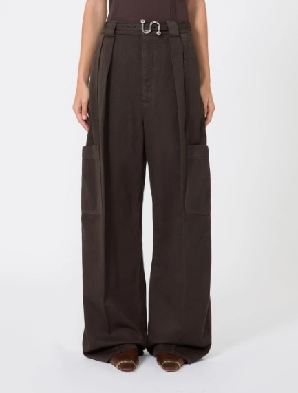 Oversized cotton cargo trousers - CHOCOLATE - Sportmax - 2