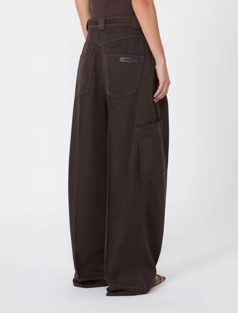 Oversized cotton cargo trousers - CHOCOLATE - Sportmax - 3