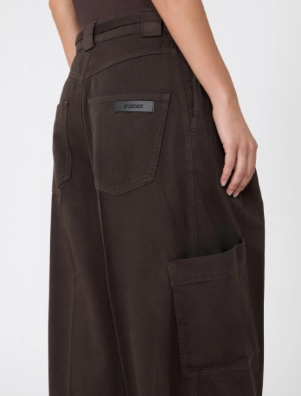 Oversized cotton cargo trousers - CHOCOLATE - Sportmax - 4