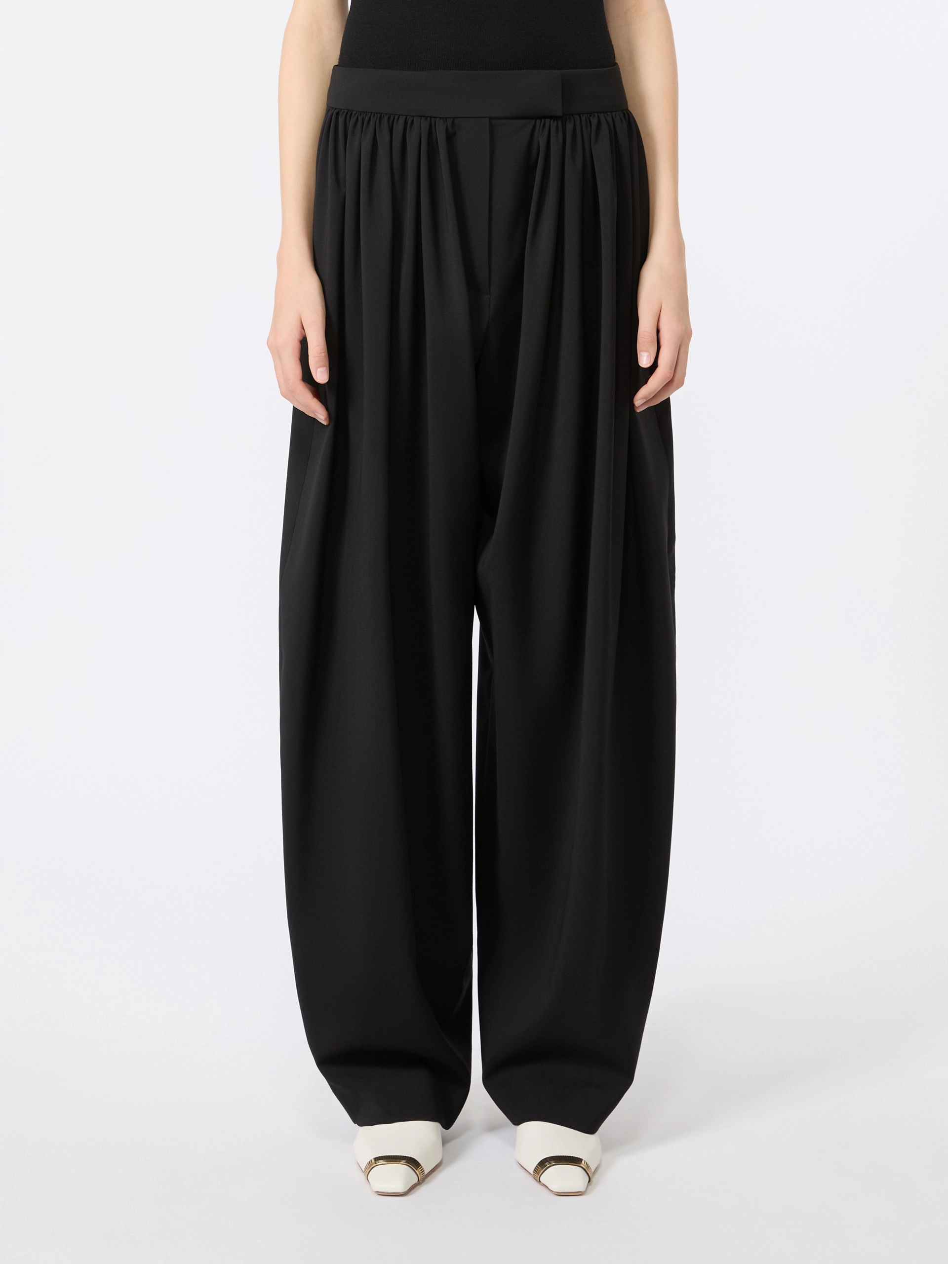 Natural stretch pure wool baggy trousers - BLACK - Sportmax - 2