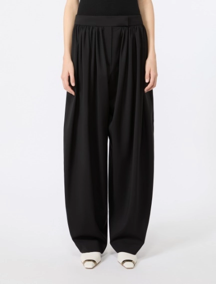 Natural stretch pure wool baggy trousers - BLACK - Sportmax - 2