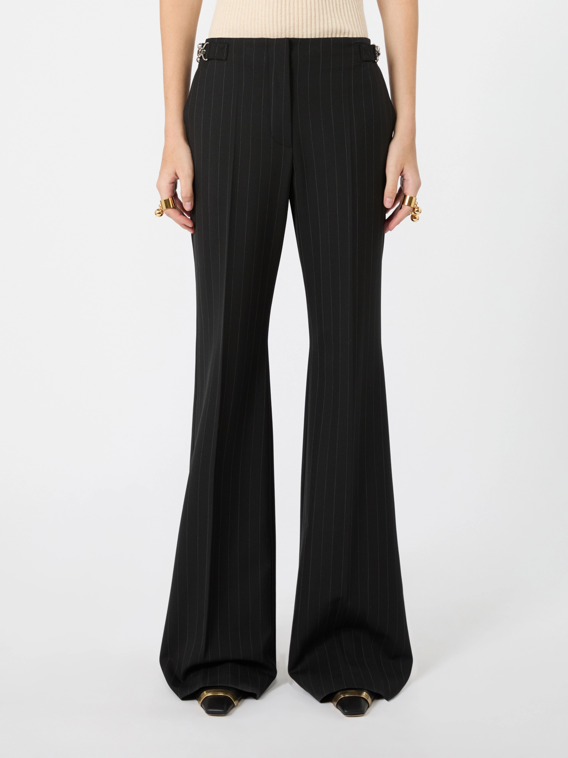 Flared herringbone wool trousers - BLACK - Sportmax - 2