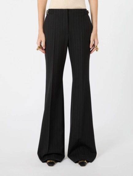 Flared herringbone wool trousers - BLACK - Sportmax - 2