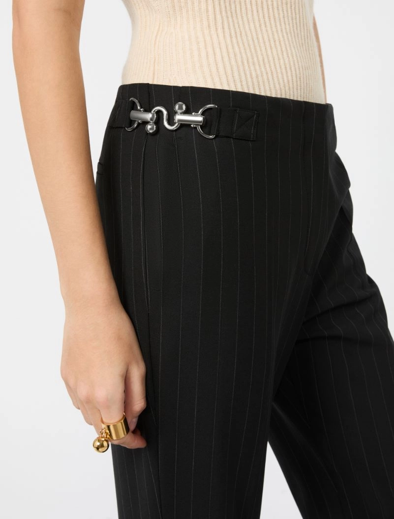 Flared herringbone wool trousers - BLACK - Sportmax - 4
