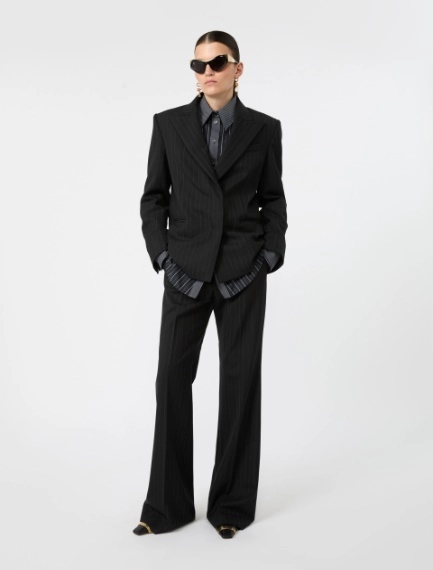 Flared herringbone wool trousers - Sportmax