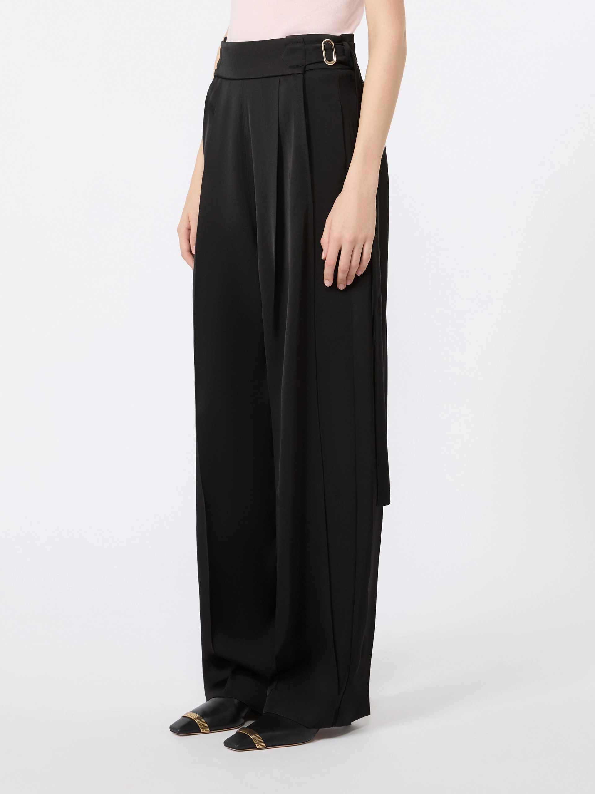 Viscose trousers with adjustable belt - BLACK - Sportmax - 2