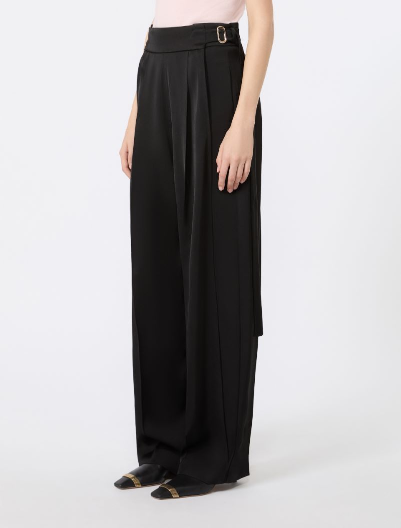 Viscose trousers with adjustable belt - BLACK - Sportmax - 2