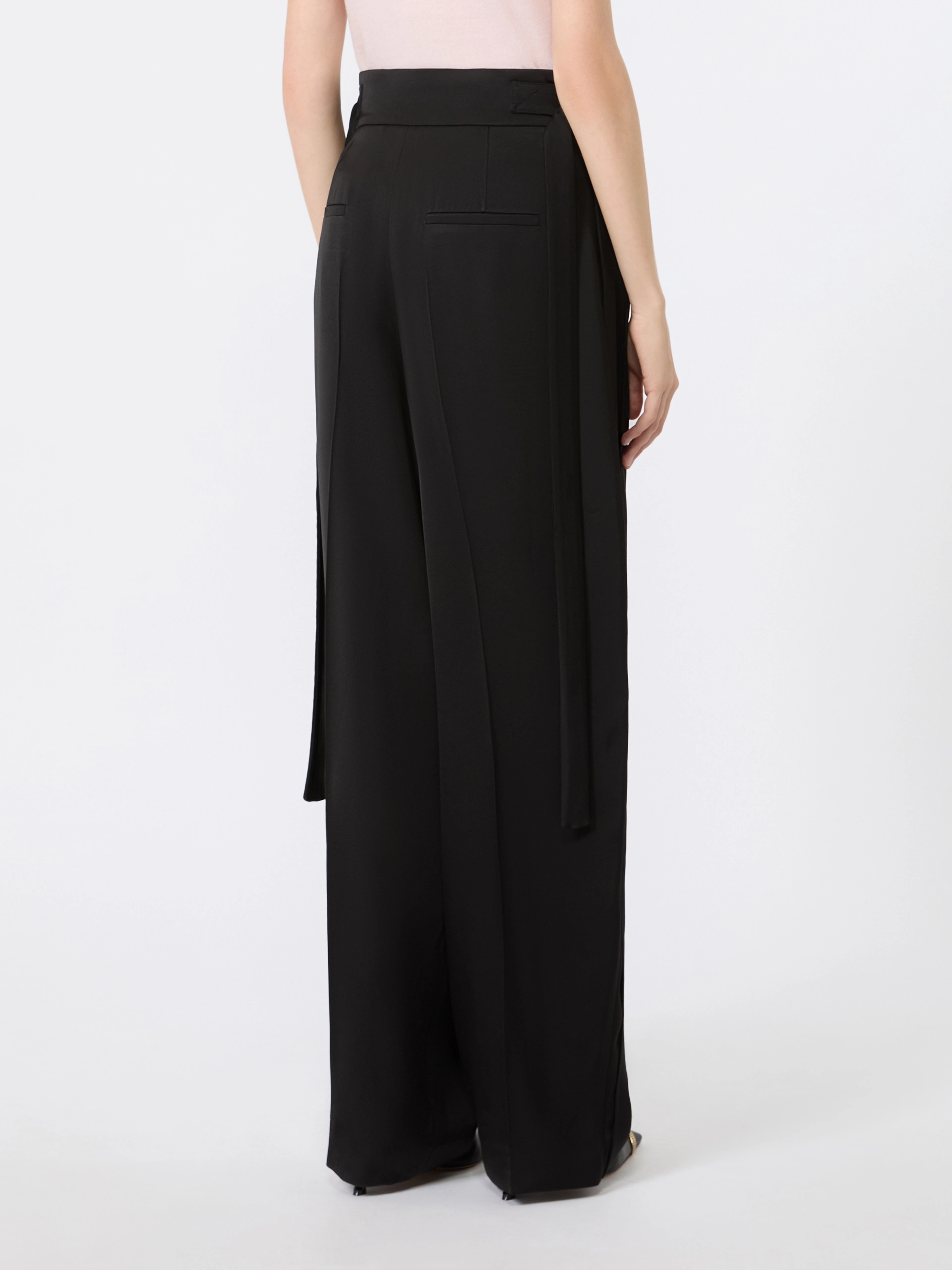 Viscose trousers with adjustable belt - BLACK - Sportmax - 3