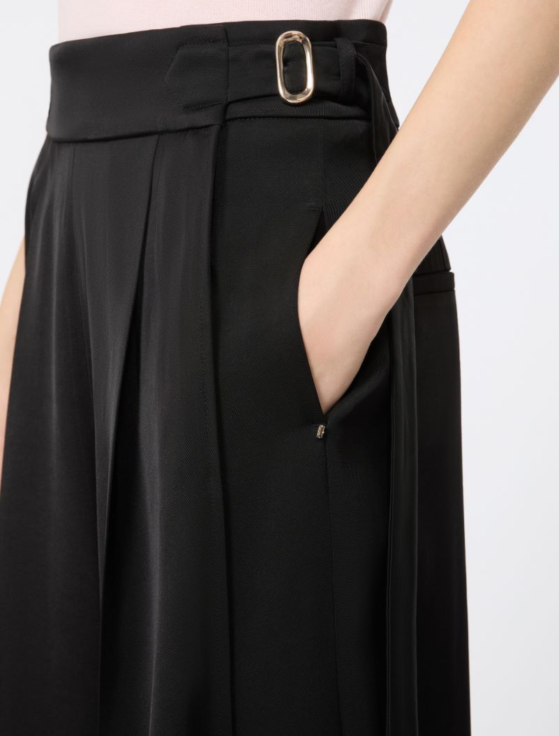 Viscose trousers with adjustable belt - BLACK - Sportmax - 4