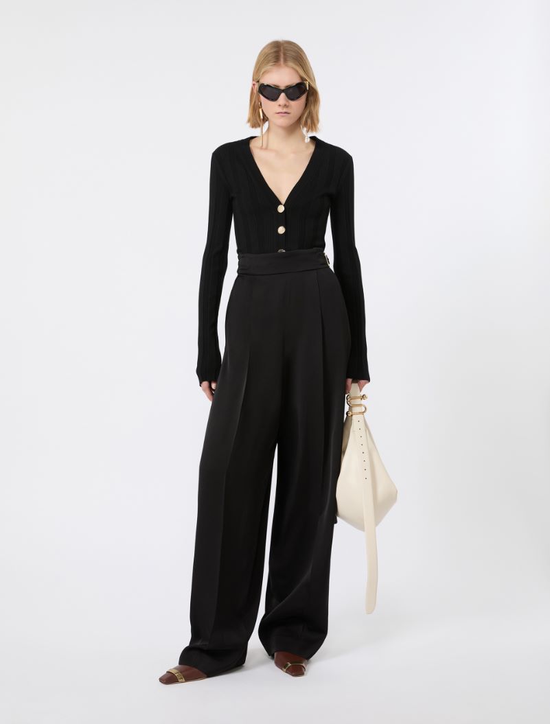 Viscose trousers with adjustable belt - BLACK - Sportmax