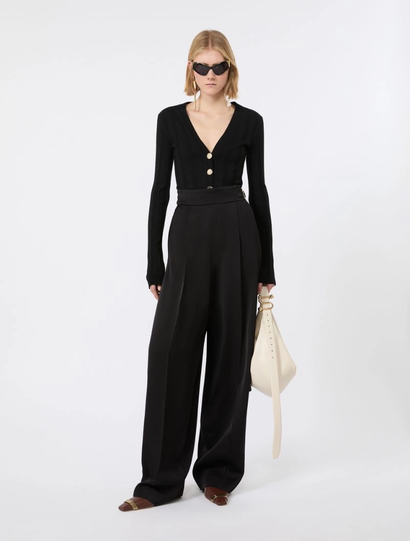 Viscose trousers with adjustable belt - BLACK - Sportmax